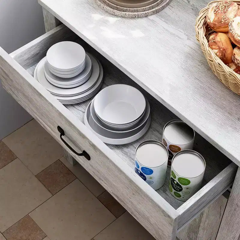 Meuble de buffet, armoire de rangement de cuisine avec tiroirs, porte, étagères réglables, buffet autoportant avec placard de rangement