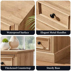 Table de chevet avec 4 tiroirs de rangement, table de nuit large de 66 cm avec station de charge, tables d'appoint en bois pour chambre à coucher, salon
