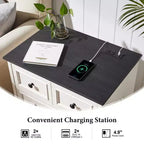 Table de chevet avec 4 tiroirs de rangement, table de nuit large de 66 cm avec station de charge, tables d'appoint en bois pour chambre à coucher, salon