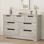 COZONY Commode à 7 tiroirs de 118,9 cm de large, en chêne naturel, avec poignées intégrées
