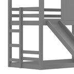 Lit superposé cabane jumeau sur jumeau avec toboggan et étagères de rangement, cadre de lit superposé en bois avec fenêtre pour enfants