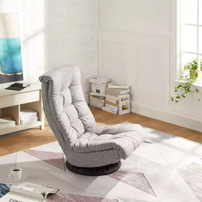 Chaise longue pivotante en mousse Summit Adventure avec appuie-tête, compatible avec le sol, chaise de jeu réglable, gris 26x23x14 pouces