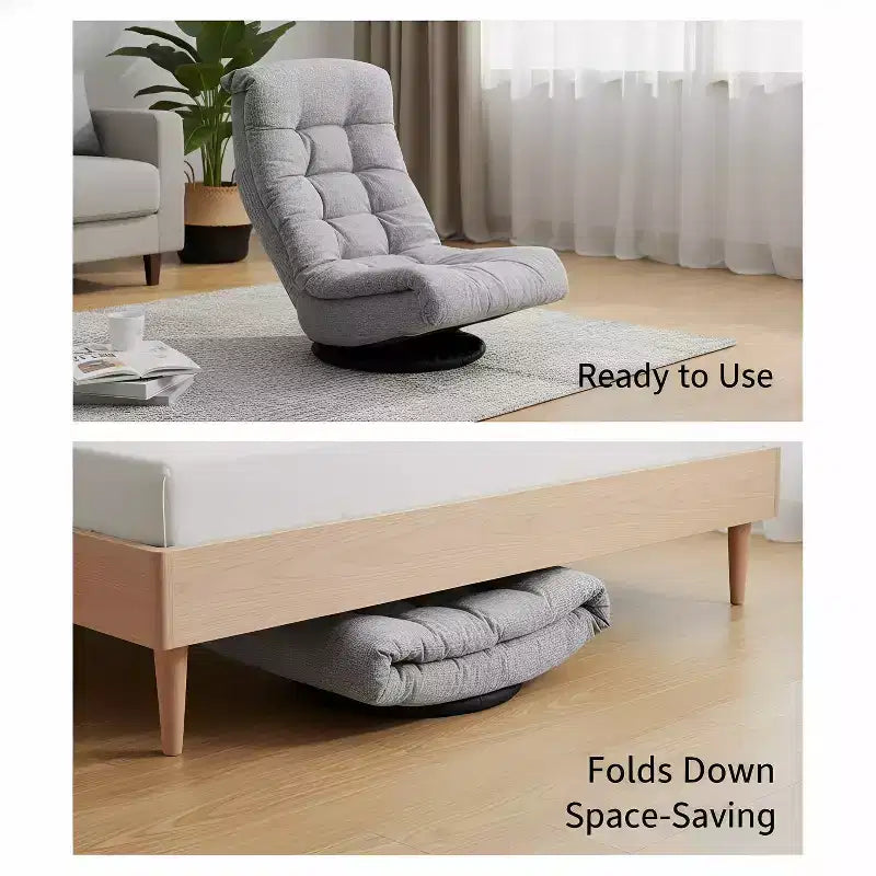 Chaise longue pivotante en mousse Summit Adventure avec appuie-tête, compatible avec le sol, chaise de jeu réglable, gris 26x23x14 pouces