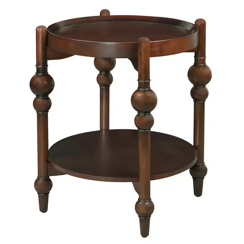 Table d'appoint ronde classique violette GDFStudio en bois massif avec étagère inférieure