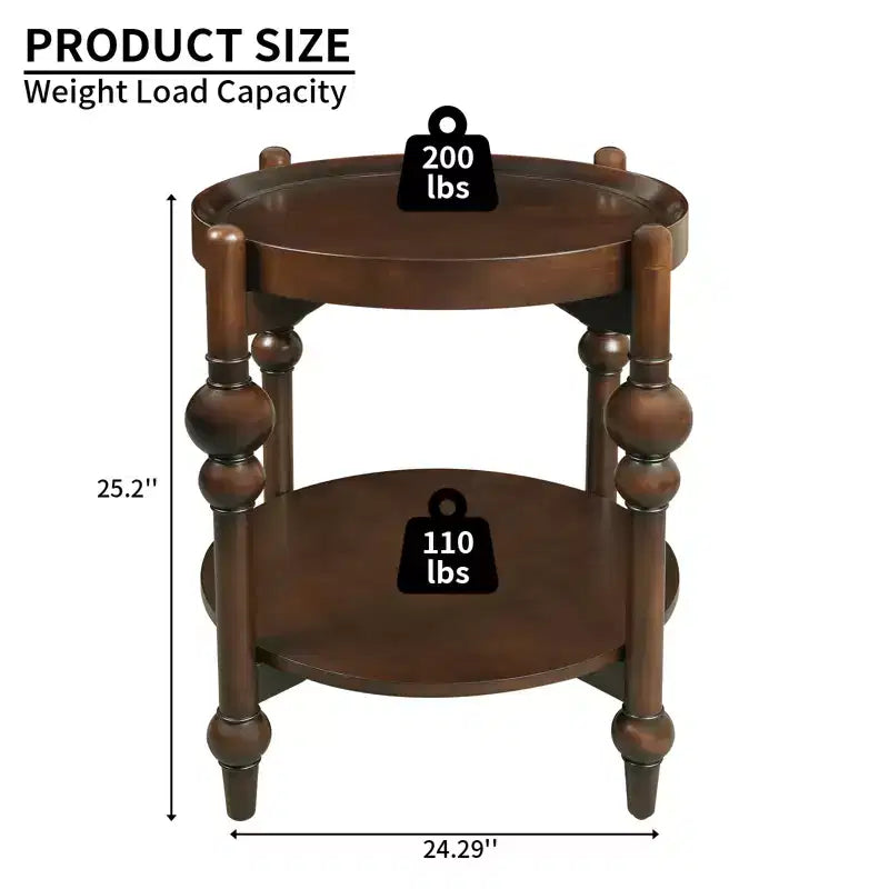 Table d'appoint ronde classique violette GDFStudio en bois massif avec étagère inférieure
