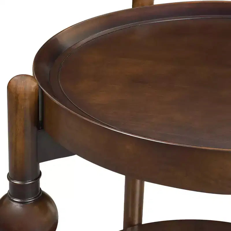 Table d'appoint ronde classique violette GDFStudio en bois massif avec étagère inférieure