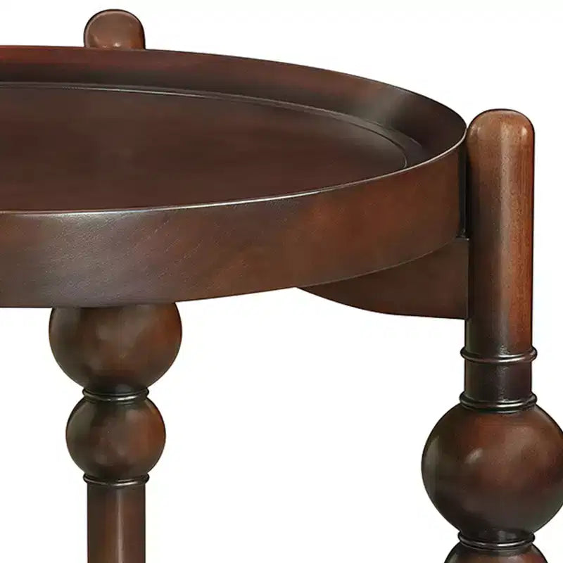 Table d'appoint ronde classique violette GDFStudio en bois massif avec étagère inférieure