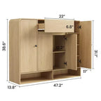 Meuble à chaussures de 120 cm avec 4 portes et 1 tiroir, organiseur d'entrée grande capacité avec coins arrondis, meuble à chaussures étroit pour couloir, salon