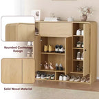 Meuble à chaussures de 120 cm avec 4 portes et 1 tiroir, organiseur d'entrée grande capacité avec coins arrondis, meuble à chaussures étroit pour couloir, salon