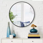 Miroir mural rond de 24 pouces, cadre en aluminium, miroir de salle de bain mural, verre HD incassable sans distorsion, miroir de courtoisie pour salon, entrée, chambre à coucher