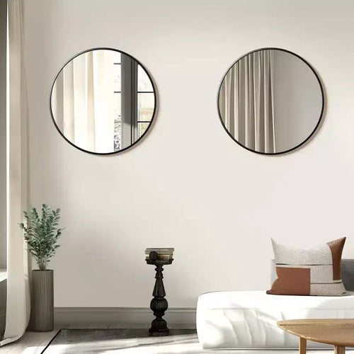 Miroir mural rond de 24 pouces, cadre en aluminium, miroir de salle de bain mural, verre HD incassable sans distorsion, miroir de courtoisie pour salon, entrée, chambre à coucher