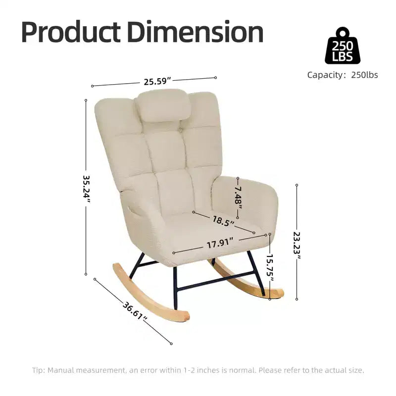 Fauteuil à Bascule de Crèche, Glider Confortable avec Dossier Haut, Siège Rembourré, Fauteuil d'Appoint Vert pour Salon, Chambre