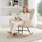 Fauteuil à Bascule de Crèche, Glider Confortable avec Dossier Haut, Siège Rembourré, Fauteuil d'Appoint Vert pour Salon, Chambre
