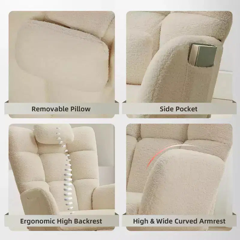 Fauteuil à Bascule de Crèche, Glider Confortable avec Dossier Haut, Siège Rembourré, Fauteuil d'Appoint Vert pour Salon, Chambre