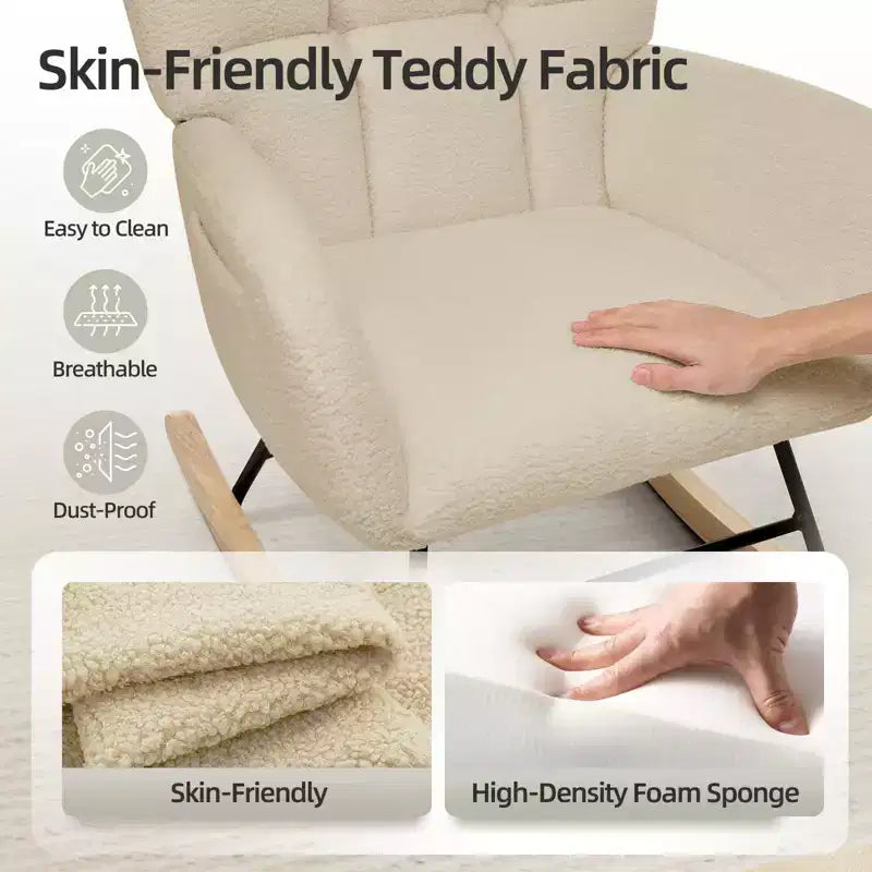 Fauteuil à Bascule de Crèche, Glider Confortable avec Dossier Haut, Siège Rembourré, Fauteuil d'Appoint Vert pour Salon, Chambre