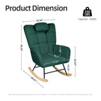 Fauteuil à Bascule de Crèche, Glider Confortable avec Dossier Haut, Siège Rembourré, Fauteuil d'Appoint Vert pour Salon, Chambre