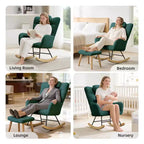 Fauteuil à Bascule de Crèche, Glider Confortable avec Dossier Haut, Siège Rembourré, Fauteuil d'Appoint Vert pour Salon, Chambre