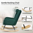 Fauteuil à Bascule de Crèche, Glider Confortable avec Dossier Haut, Siège Rembourré, Fauteuil d'Appoint Vert pour Salon, Chambre
