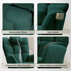 Fauteuil à Bascule de Crèche, Glider Confortable avec Dossier Haut, Siège Rembourré, Fauteuil d'Appoint Vert pour Salon, Chambre