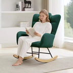 Fauteuil à Bascule de Crèche, Glider Confortable avec Dossier Haut, Siège Rembourré, Fauteuil d'Appoint Vert pour Salon, Chambre