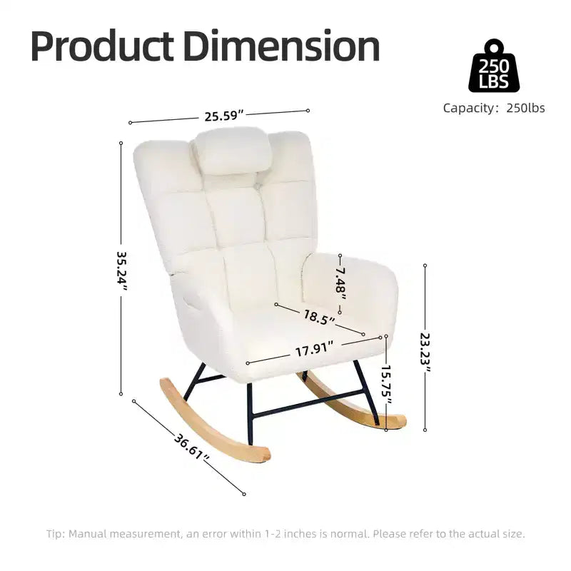 Fauteuil à Bascule de Crèche, Glider Confortable avec Dossier Haut, Siège Rembourré, Fauteuil d'Appoint Vert pour Salon, Chambre