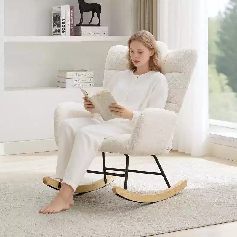 Fauteuil à Bascule de Crèche, Glider Confortable avec Dossier Haut, Siège Rembourré, Fauteuil d'Appoint Vert pour Salon, Chambre