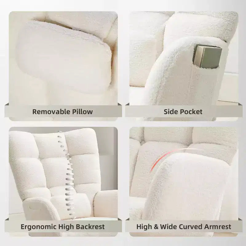 Fauteuil à Bascule de Crèche, Glider Confortable avec Dossier Haut, Siège Rembourré, Fauteuil d'Appoint Vert pour Salon, Chambre