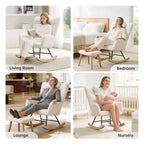 Fauteuil à Bascule de Crèche, Glider Confortable avec Dossier Haut, Siège Rembourré, Fauteuil d'Appoint Vert pour Salon, Chambre