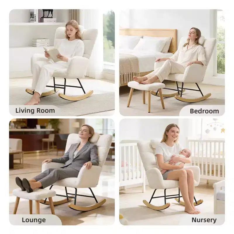 Fauteuil à Bascule de Crèche, Glider Confortable avec Dossier Haut, Siège Rembourré, Fauteuil d'Appoint Vert pour Salon, Chambre