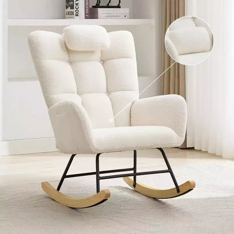 Nursery Rocking Chair, Comfort Glider with High Backrest, Padded Seat, Green Accent Chair for Living Room, Bedroom