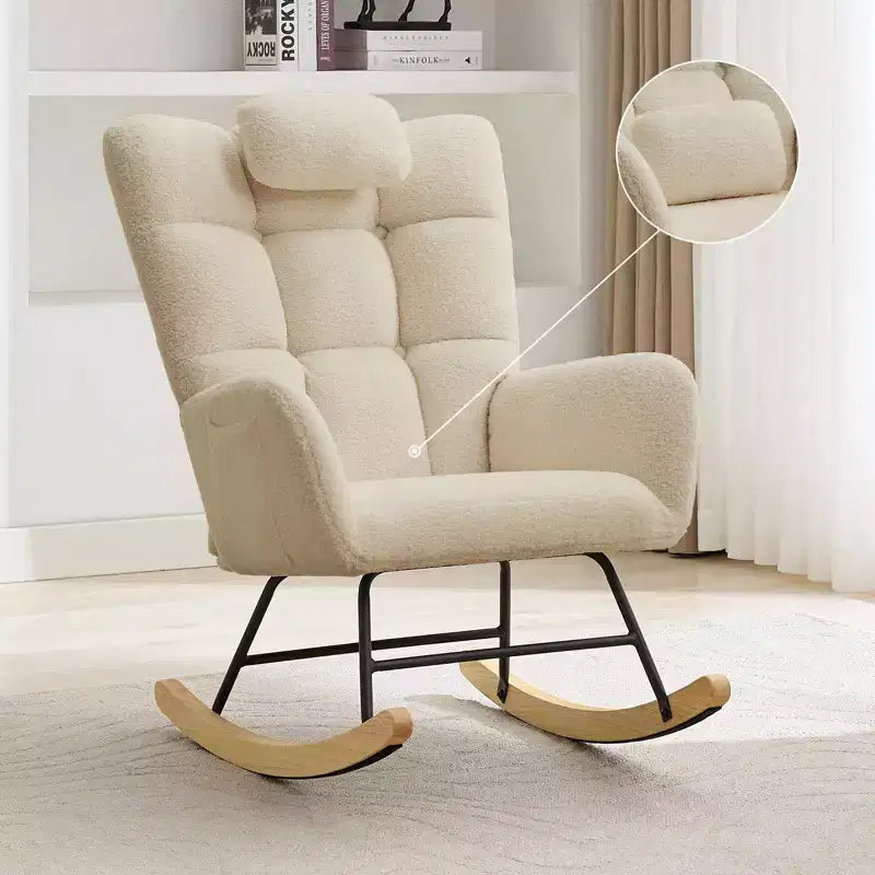 Fauteuil à Bascule de Crèche, Glider Confortable avec Dossier Haut, Siège Rembourré, Fauteuil d'Appoint Vert pour Salon, Chambre