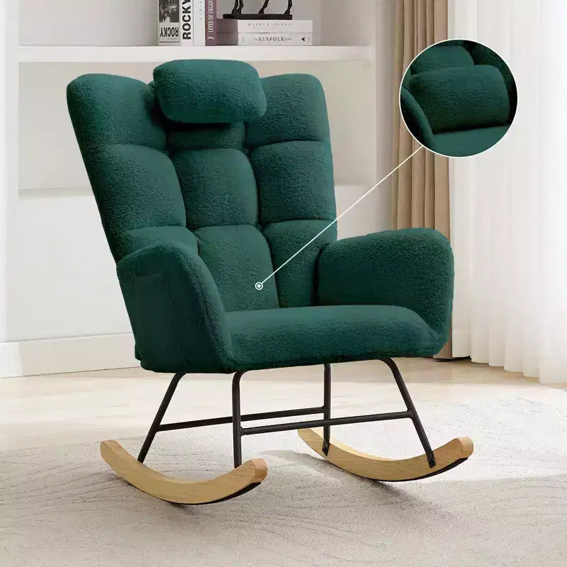 Fauteuil à Bascule de Crèche, Glider Confortable avec Dossier Haut, Siège Rembourré, Fauteuil d'Appoint Vert pour Salon, Chambre
