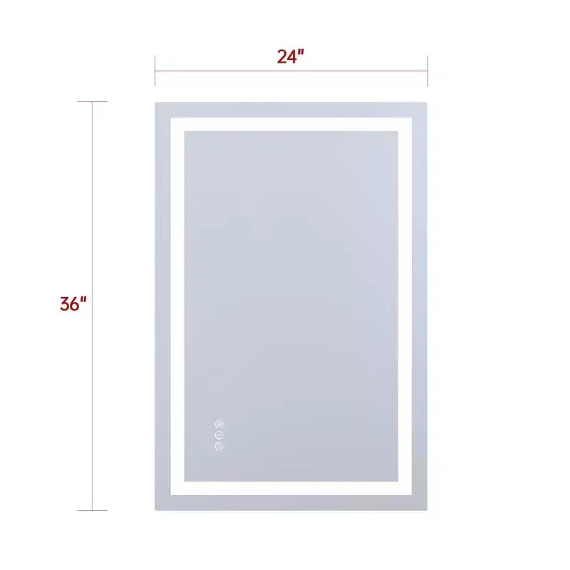 Miroir de courtoisie mural SUMERAIN 24x36 en verre trempé, miroir de salle de bain antibuée ETL avec fonction de mémorisation intelligente