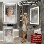 Miroir de courtoisie mural SUMERAIN 24x36 en verre trempé, miroir de salle de bain antibuée ETL avec fonction de mémorisation intelligente
