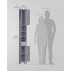 VASAGLE Meuble Colonne de Salle de Bain Haute, Meuble de Rangement Fin Autonome avec Étagères Réglables, Tiroir, Compartiments Ouverts, Gris Colombe