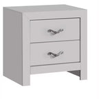 Passion Furniture Moreland Table de chevet blanche scintillante à 2 tiroirs de 61 cm de large