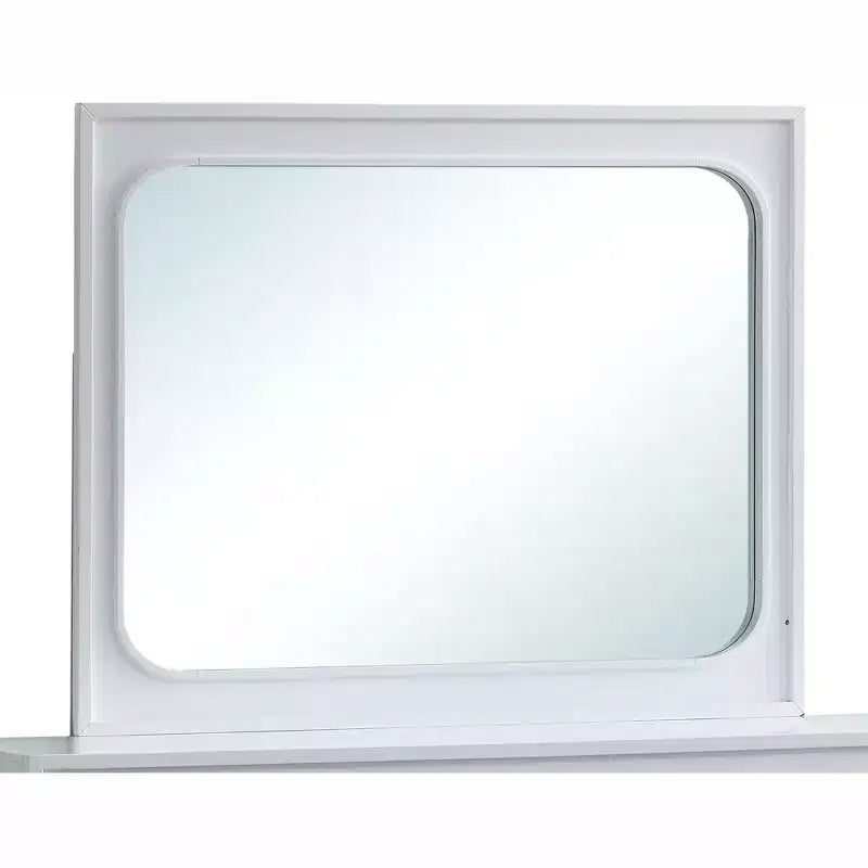 Passion Furniture Milan Miroir de commode rectangulaire avec cadre en bois blanc, 45 po l. x 36 po H