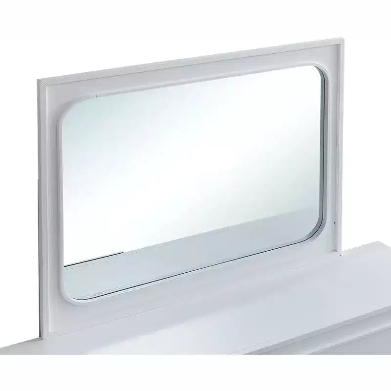 Passion Furniture Milan Miroir de commode rectangulaire avec cadre en bois blanc, 45 po l. x 36 po H