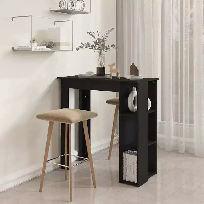 vidaXL Table de bar avec étagère Bois d'ingénierie Salle à manger Cuisine Haute Haute Murale Pièce