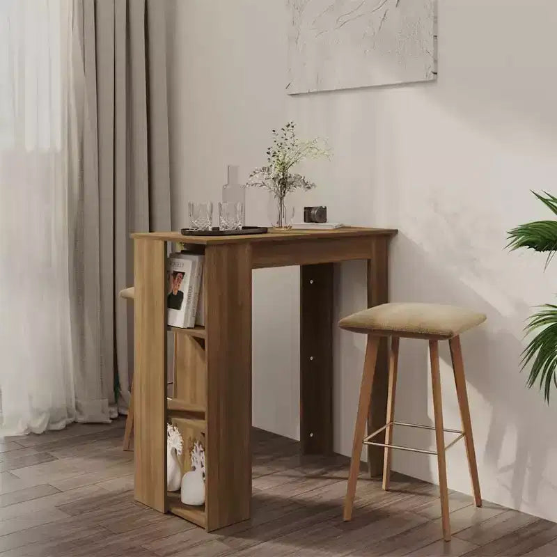 vidaXL Table de bar avec étagère Bois d'ingénierie Salle à manger Cuisine Haute Haute Murale Pièce