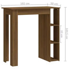 vidaXL Table de bar avec étagère Bois d'ingénierie Salle à manger Cuisine Haute Haute Murale Pièce