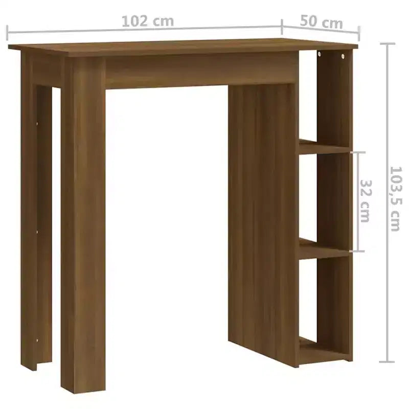 vidaXL Table de bar avec étagère Bois d'ingénierie Salle à manger Cuisine Haute Haute Murale Pièce