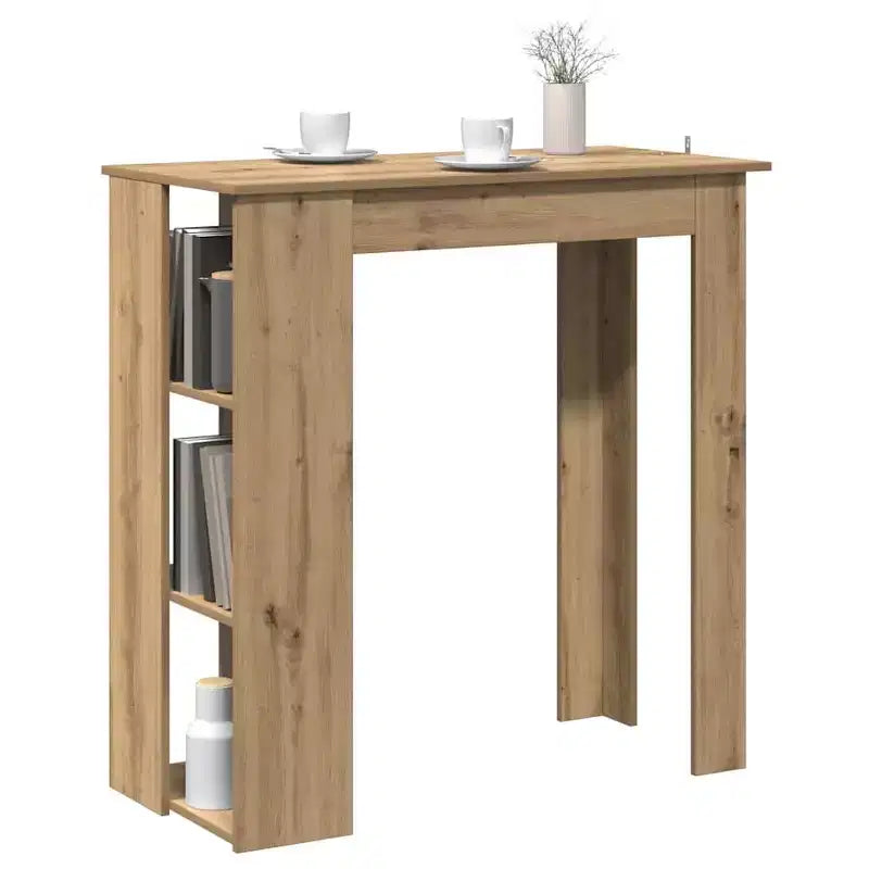 vidaXL Table de bar avec étagère Bois d'ingénierie Salle à manger Cuisine Haute Haute Murale Pièce