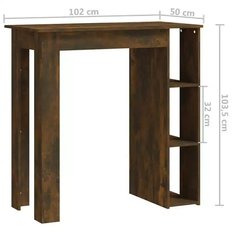 vidaXL Table de bar avec étagère Bois d'ingénierie Salle à manger Cuisine Haute Haute Murale Pièce