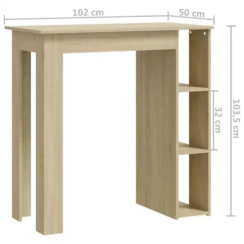 vidaXL Table de bar avec étagère Bois d'ingénierie Salle à manger Cuisine Haute Haute Murale Pièce