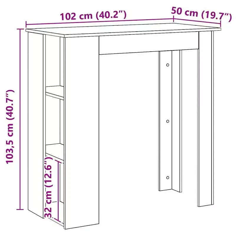 vidaXL Table de bar avec étagère Bois d'ingénierie Salle à manger Cuisine Haute Haute Murale Pièce