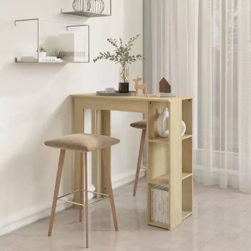 vidaXL Table de bar avec étagère Bois d'ingénierie Salle à manger Cuisine Haute Haute Murale Pièce