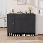 Acekool Meuble à chaussures de 119 cm avec 4 portes et 1 tiroir, organiseur d'entrée étroit pour couloir et salon