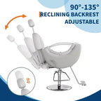 Fauteuil de barbier professionnel inclinable Garvee, chaise de salon de beauté pour barbier et domicile, fauteuil de salon pivotant à 30° pour coiffeur