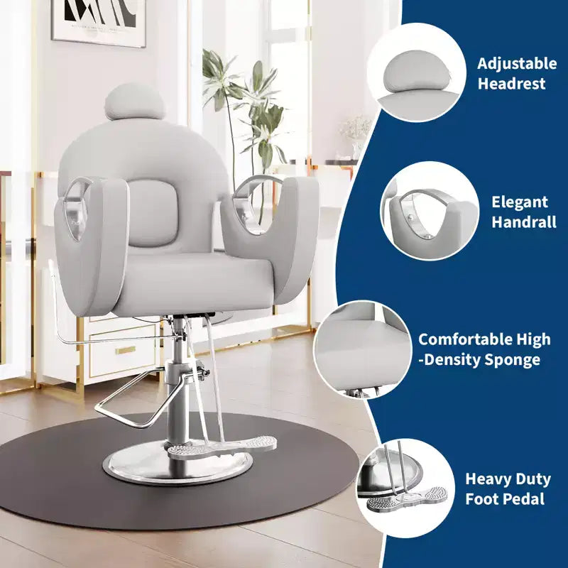 Fauteuil de barbier professionnel inclinable Garvee, chaise de salon de beauté pour barbier et domicile, fauteuil de salon pivotant à 30° pour coiffeur